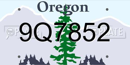 9Q7852 Oregon License Plate