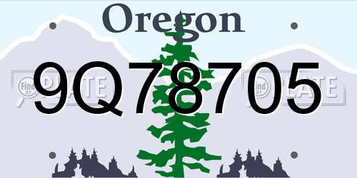 9Q78705 Oregon License Plate