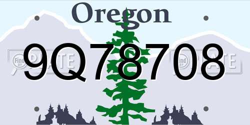 9Q78708 Oregon License Plate