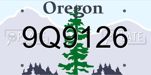 9Q9126 Oregon License Plate