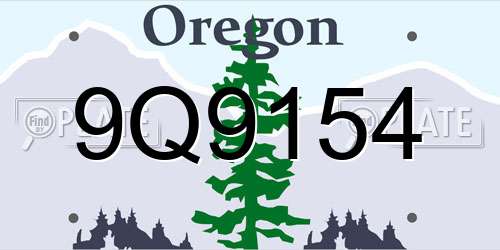 9Q9154 Oregon License Plate