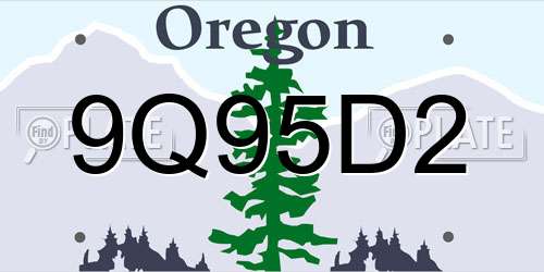 9Q95D2 Oregon License Plate