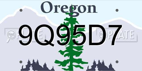 9Q95D7 Oregon License Plate