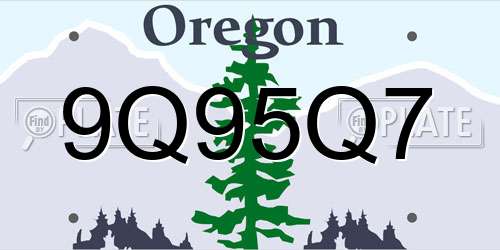 9Q95Q7 Oregon License Plate