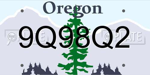9Q98Q2 Oregon License Plate