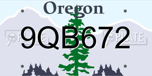 9QB672 Oregon License Plate
