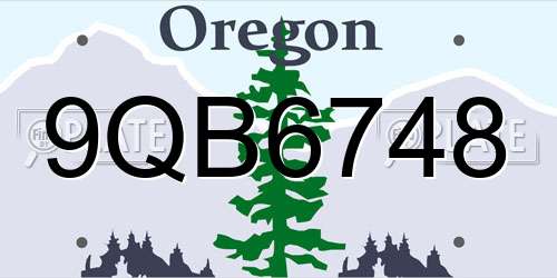 9QB6748 Oregon License Plate