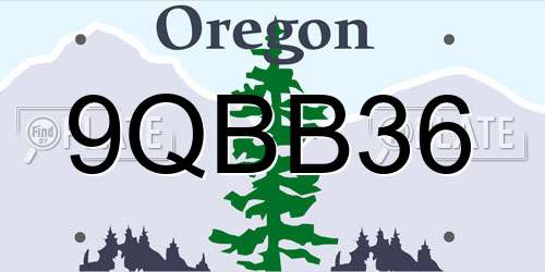 9QBB36 Oregon License Plate