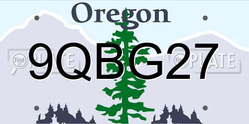 9QBG27 Oregon License Plate