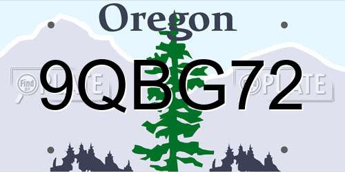 9QBG72 Oregon License Plate