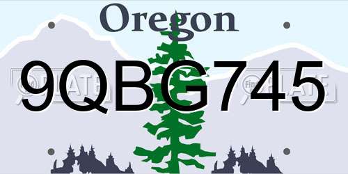 9QBG745 Oregon License Plate