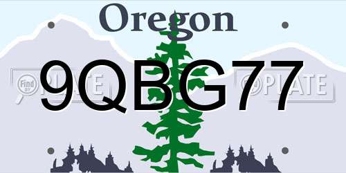 9QBG77 Oregon License Plate
