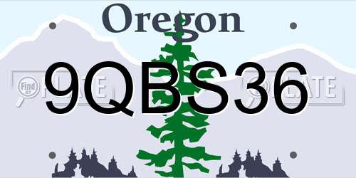 9QBS36 Oregon License Plate