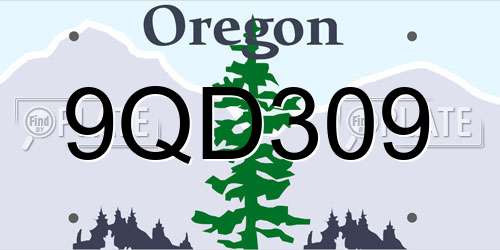 9QD309 Oregon License Plate