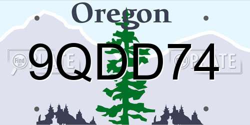 9QDD74 Oregon License Plate