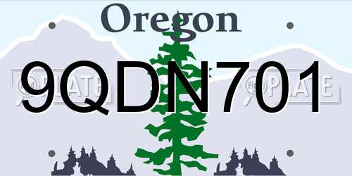 9QDN701 Oregon License Plate