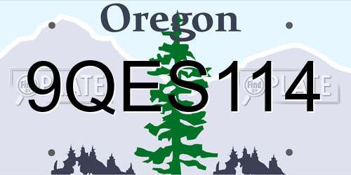 9QES114 Oregon License Plate