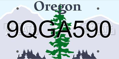 9QGA590 Oregon License Plate