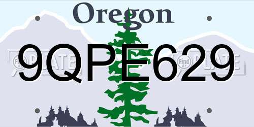 9QPE629 Oregon License Plate
