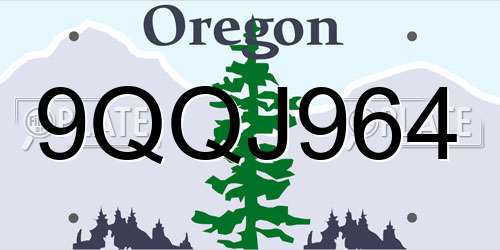 9QQJ964 Oregon License Plate
