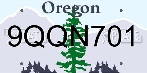9QQN701 Oregon License Plate