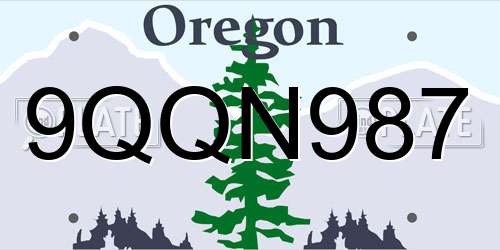 9QQN987 Oregon License Plate