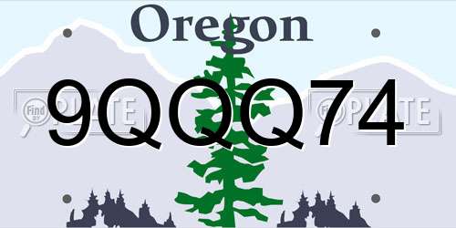 9QQQ74 Oregon License Plate