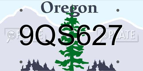 9QS627 Oregon License Plate