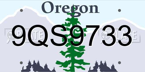 9QS9733 Oregon License Plate