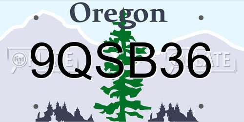 9QSB36 Oregon License Plate