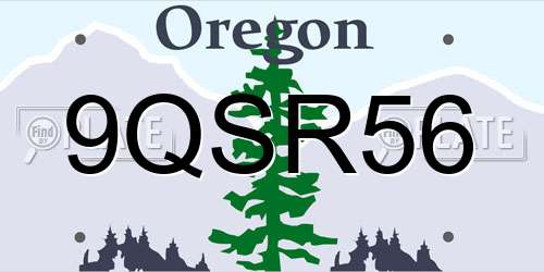 9QSR56 Oregon License Plate