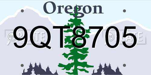9QT8705 Oregon License Plate