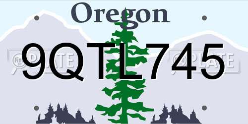 9QTL745 Oregon License Plate