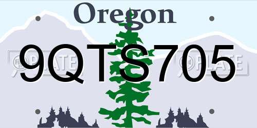 9QTS705 Oregon License Plate