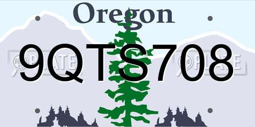 9QTS708 Oregon License Plate
