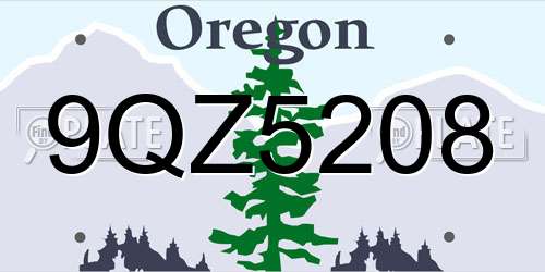 9QZ5208 Oregon License Plate