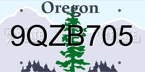 9QZB705 Oregon License Plate