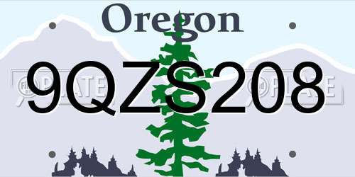 9QZS208 Oregon License Plate