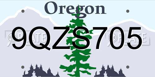 9QZS705 Oregon License Plate