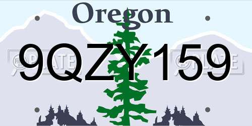9QZY159 Oregon License Plate