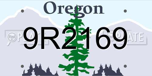 9R2169 Oregon License Plate