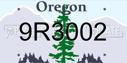 9R3002 Oregon License Plate