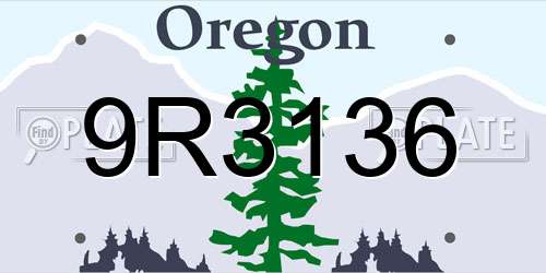 9R3136 Oregon License Plate