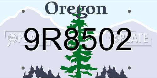9R8502 Oregon License Plate