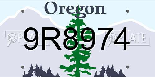9R8974 Oregon License Plate