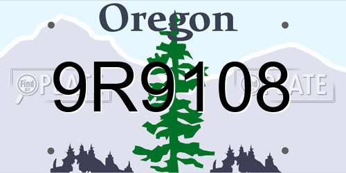 9R9108 Oregon License Plate