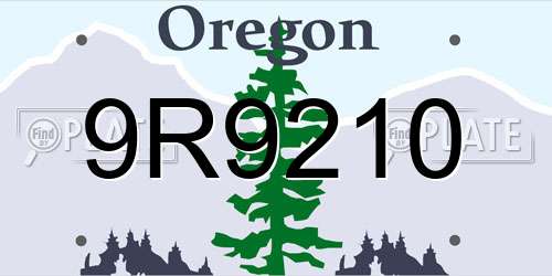 9R9210 Oregon License Plate