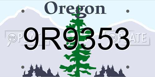 9R9353 Oregon License Plate