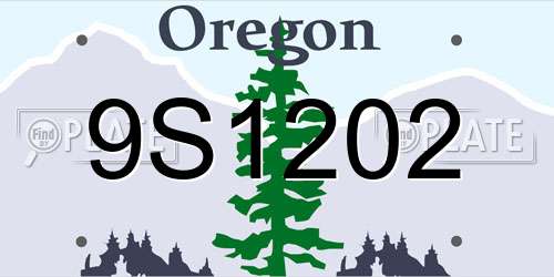 9S1202 Oregon License Plate