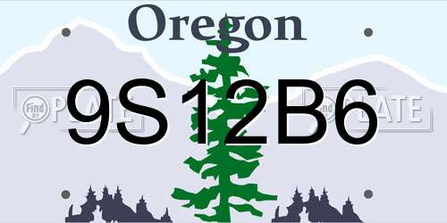 9S12B6 Oregon License Plate